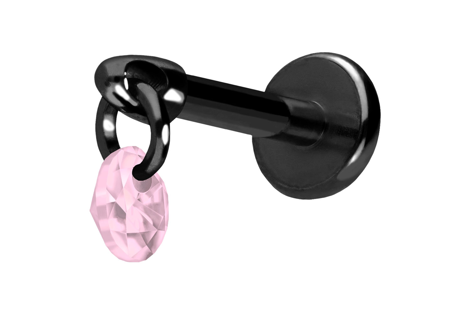 Titan Labret Piercing mit Push Fit RUNDER KRISTALL